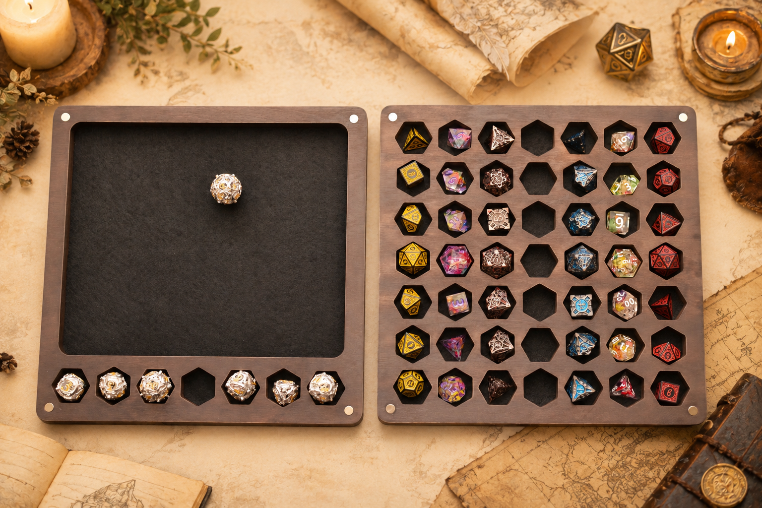 Personalized Wood Dice Box: Dungeons and Dragons 7-Set Storage