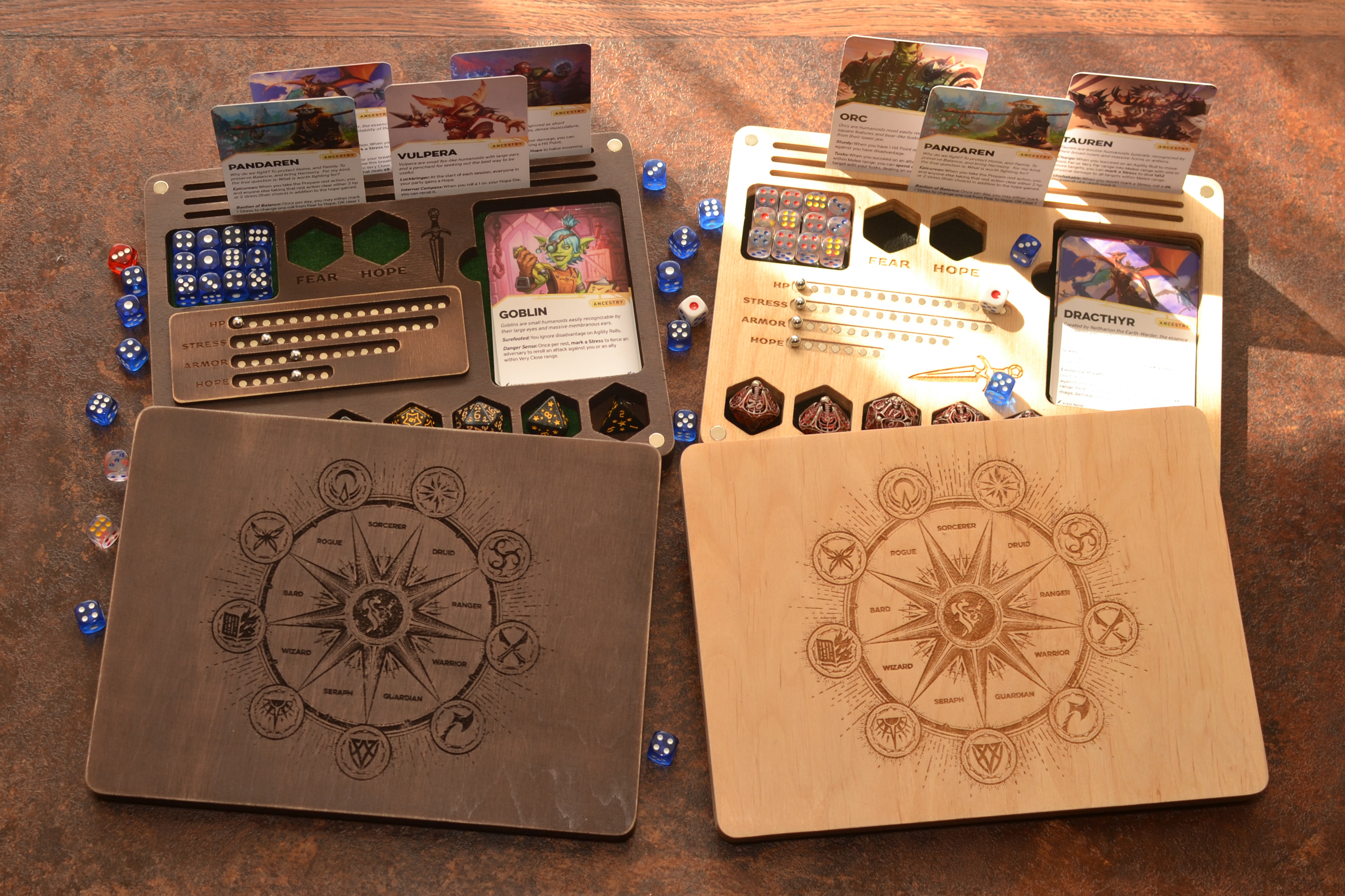 Dice box and tray for Daggerheart with Magnetic Tracker TTRPG