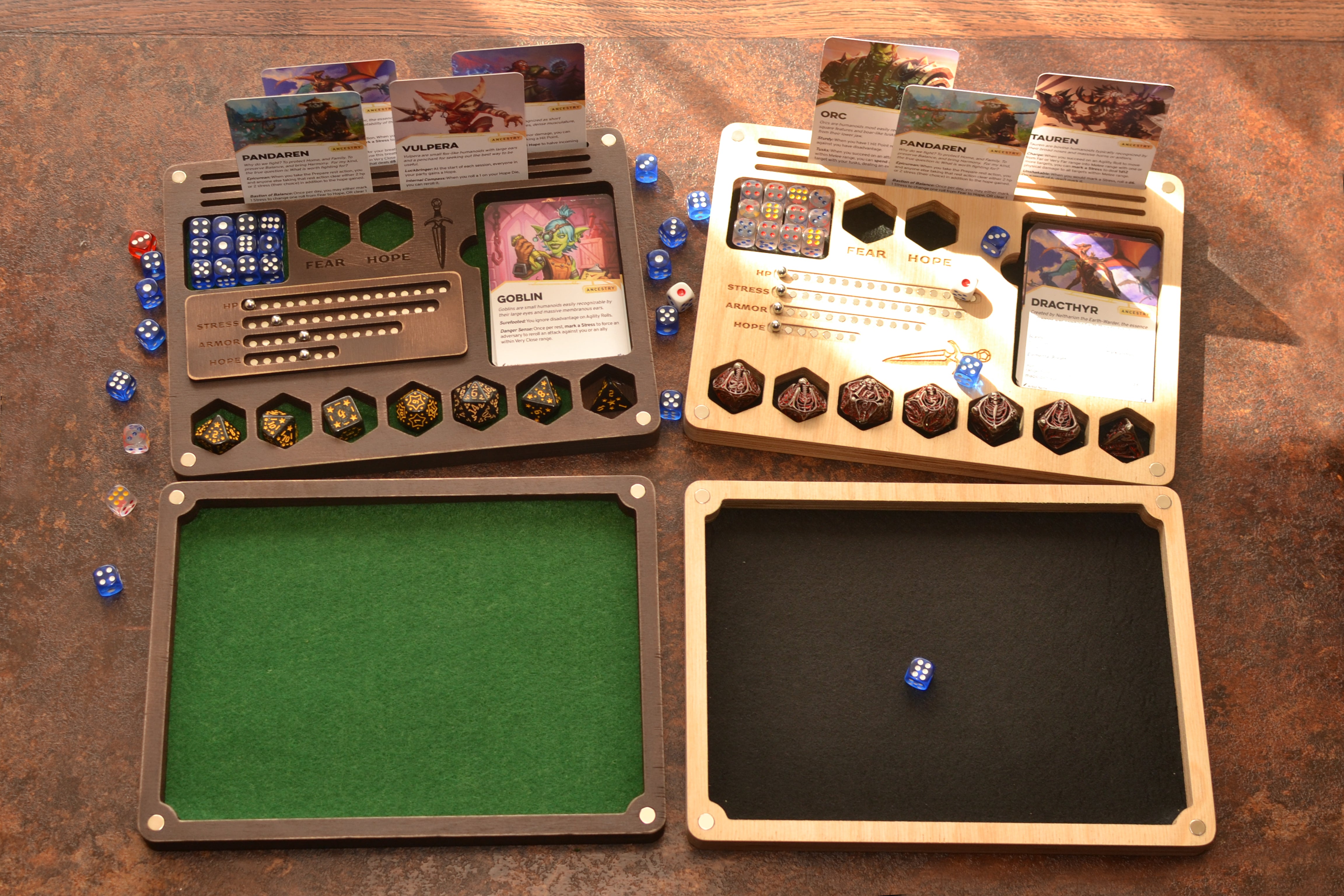 Dice box and tray for Daggerheart with Magnetic Tracker TTRPG