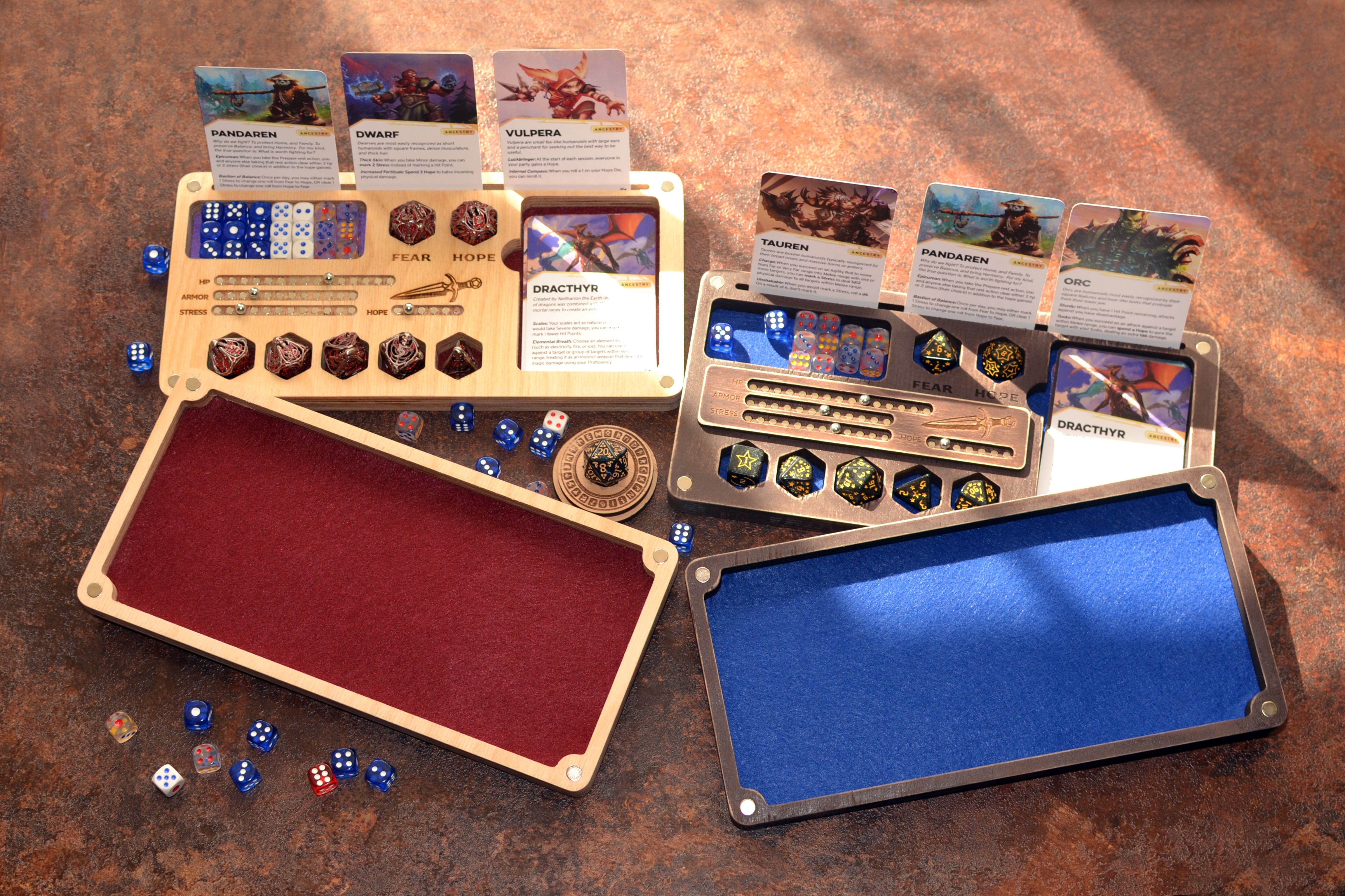 Customized Magnetic Tracker for D&D with the tray and organized dice storage