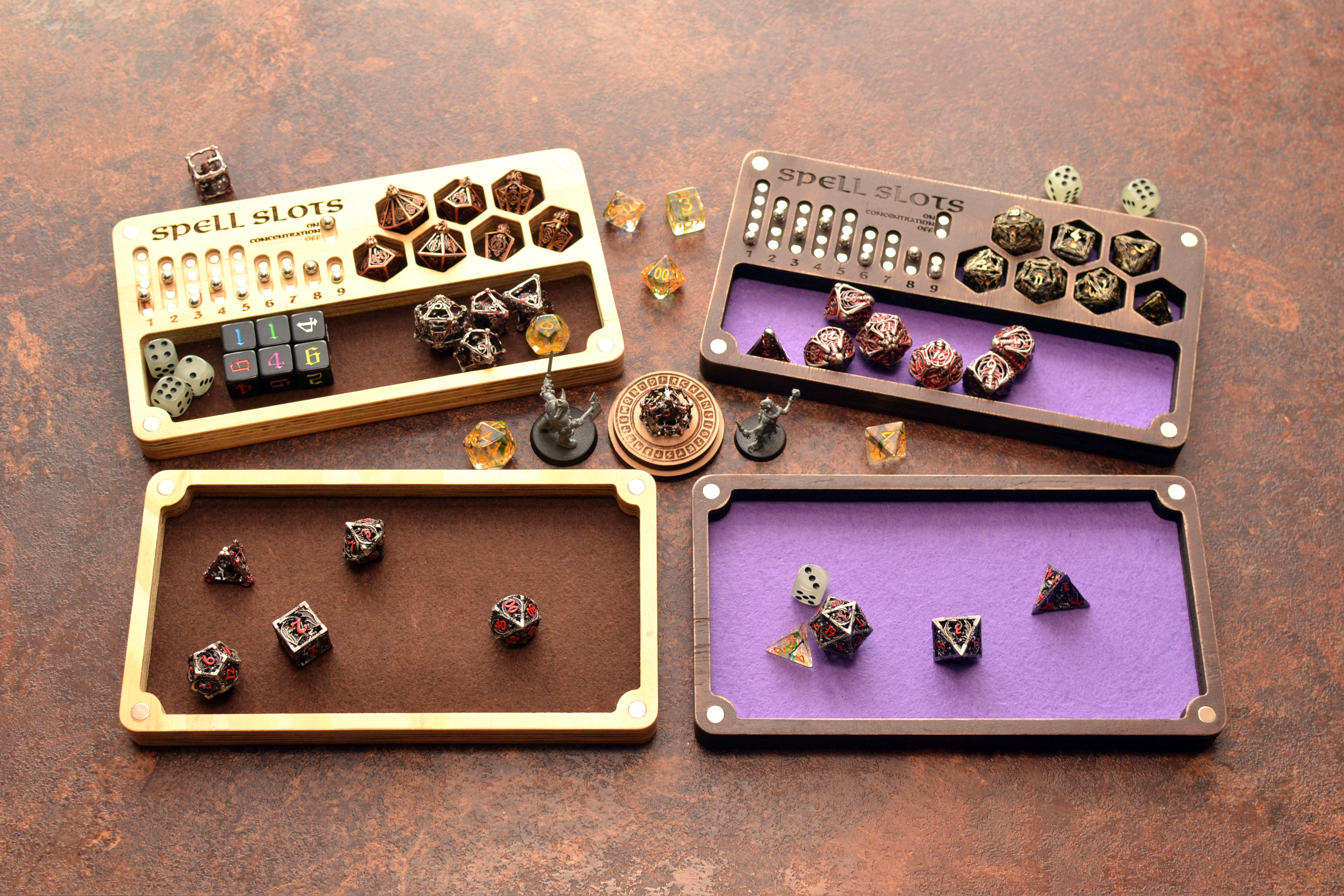 Personalized Wooden DnD Dice Vault with Magnetic Spell Tracker