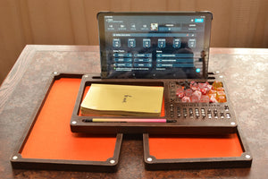 Dungeons and Dragons. D&D Dice Tray and Dice Holder - Wooden Tablet Box with Magnetic Spell Slot Tracker.