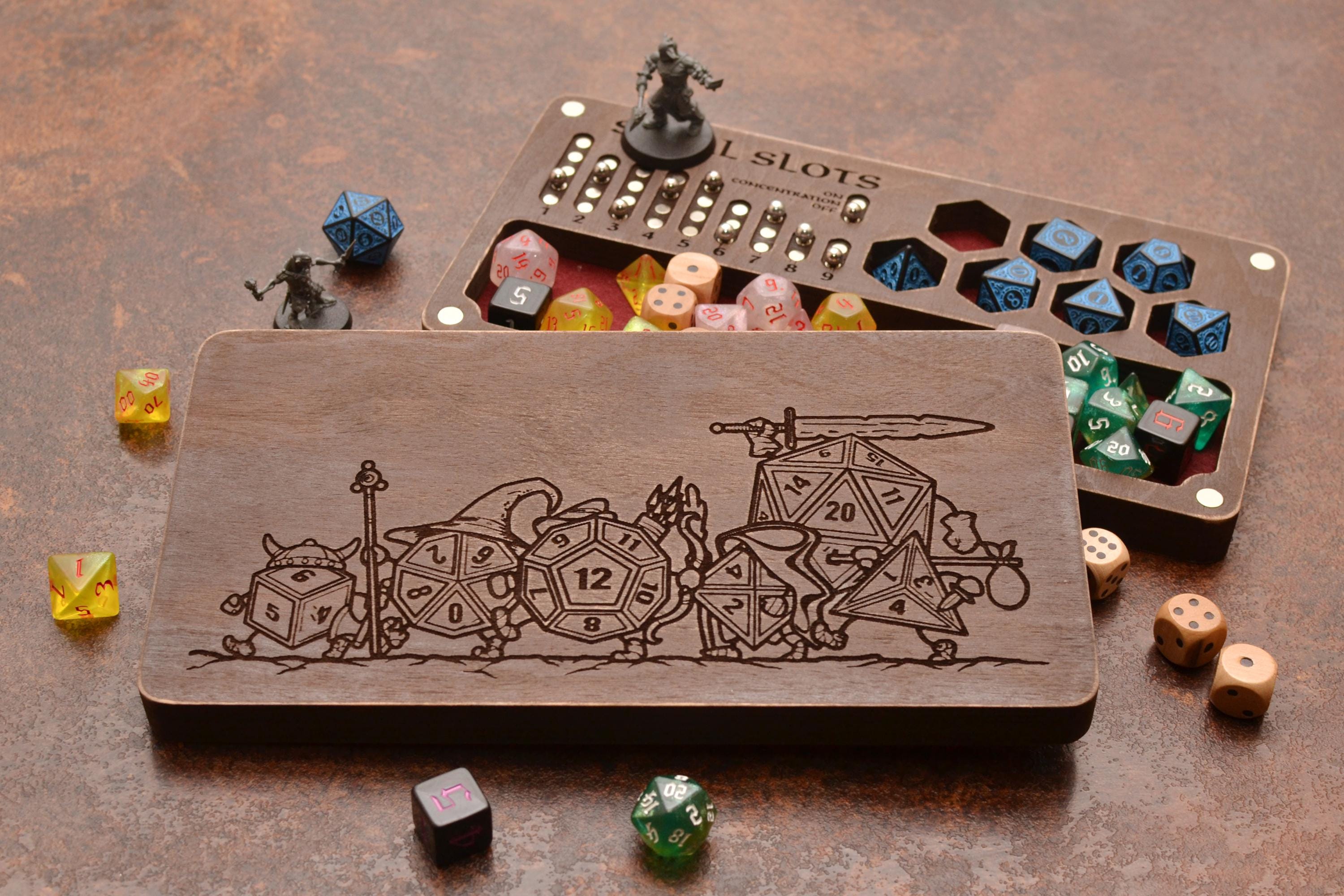 Dice tray. Personalized Box. Magnetic Spell Slot Tracker.