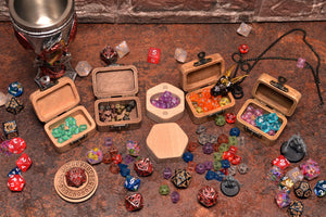 Wooden box for Mini Metal Dice Set. Dice Box Dungeons & Dragons. Mini Dice Collectors Case. DnD gifts ideas.