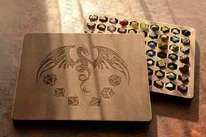 Dice Holder 10 Set - Custom Wood Dice Storage Box - Wyvern RPG Dice Vault