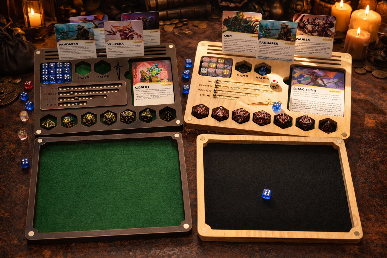 Dice box and tray for Daggerheart with Magnetic Tracker TTRPG