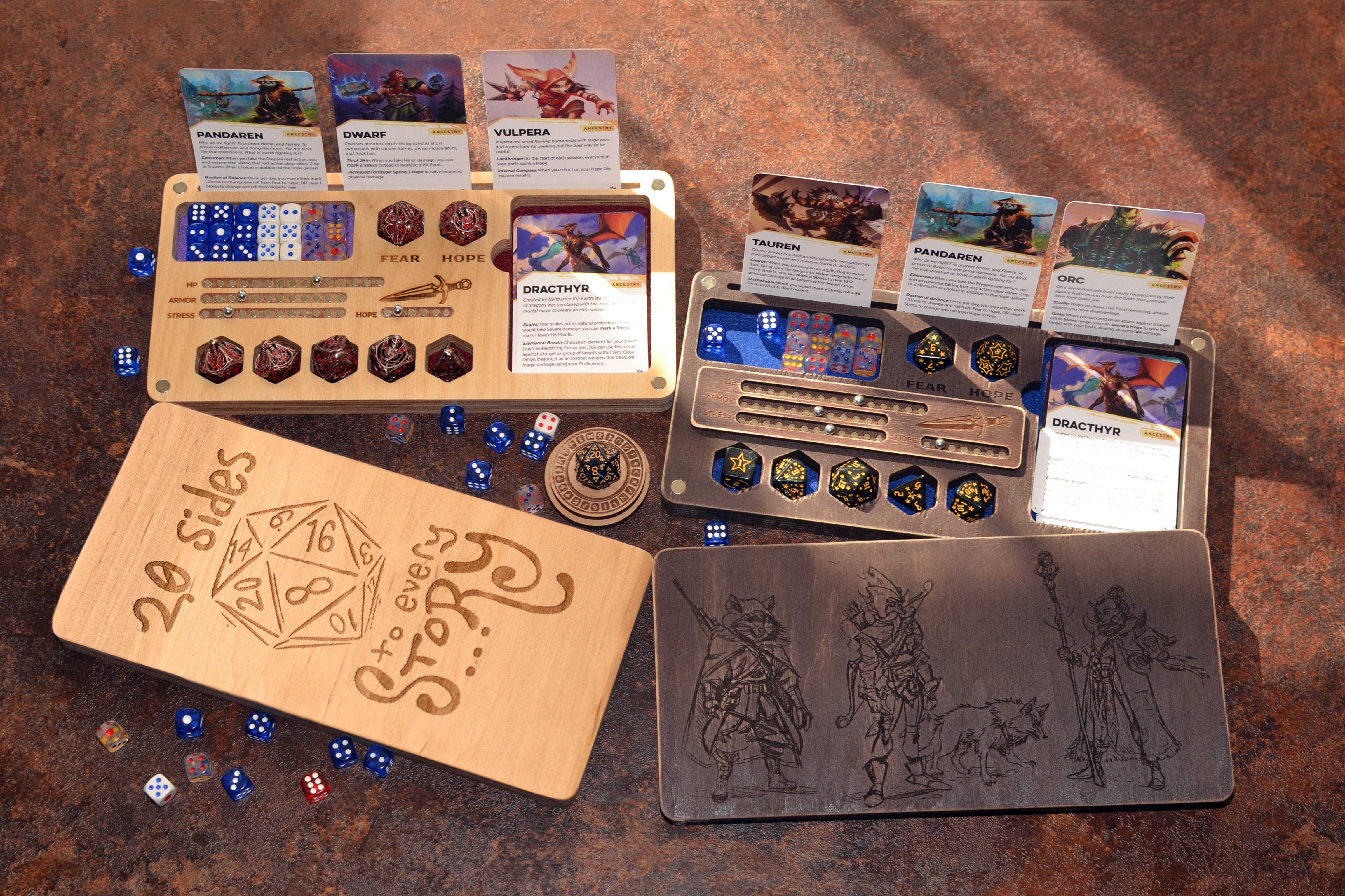 Customized Magnetic Tracker for D&D with the tray and organized dice storage