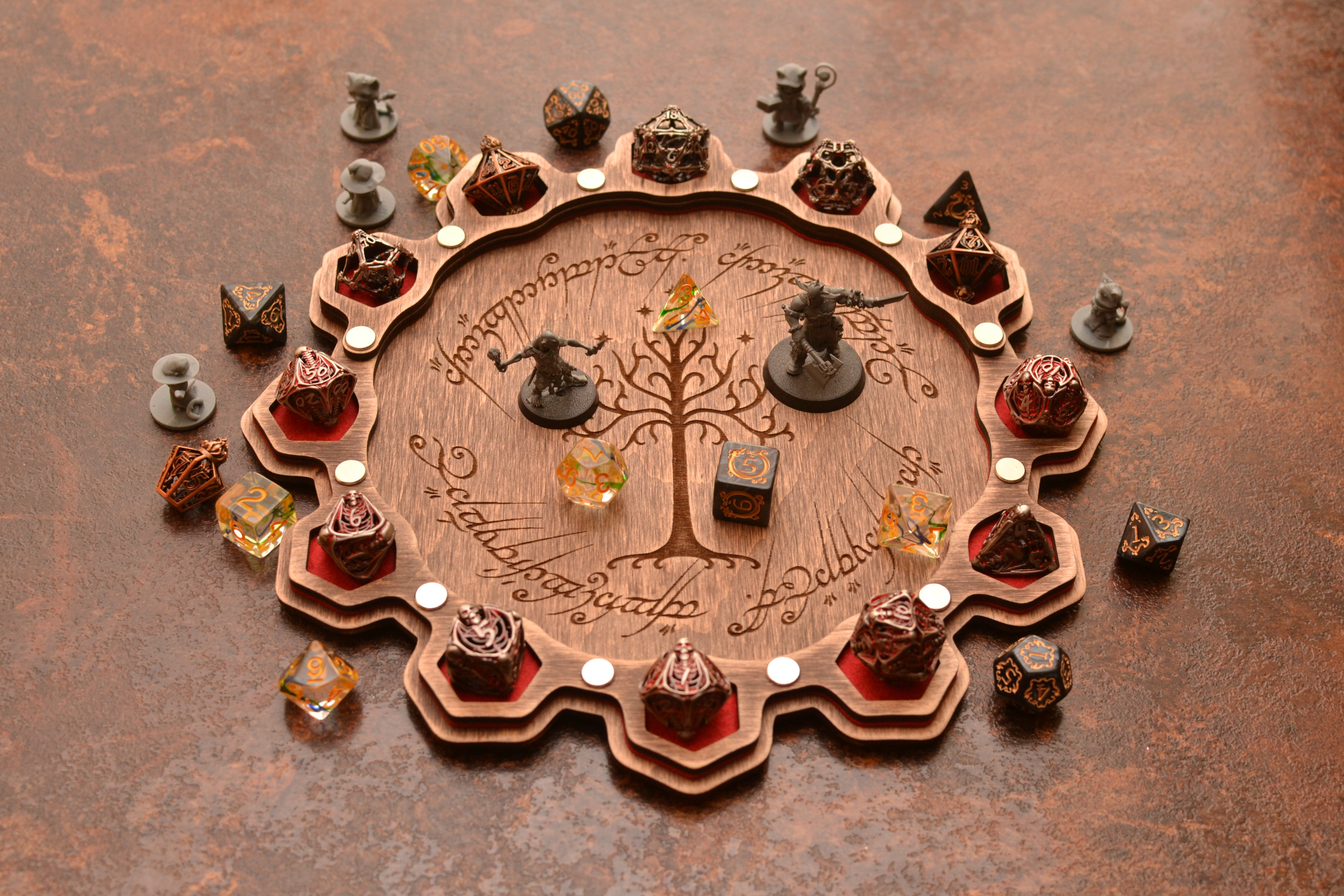 Customizable Dungeons & Dragons Dice Tray, Rustical wood Dnd organizer