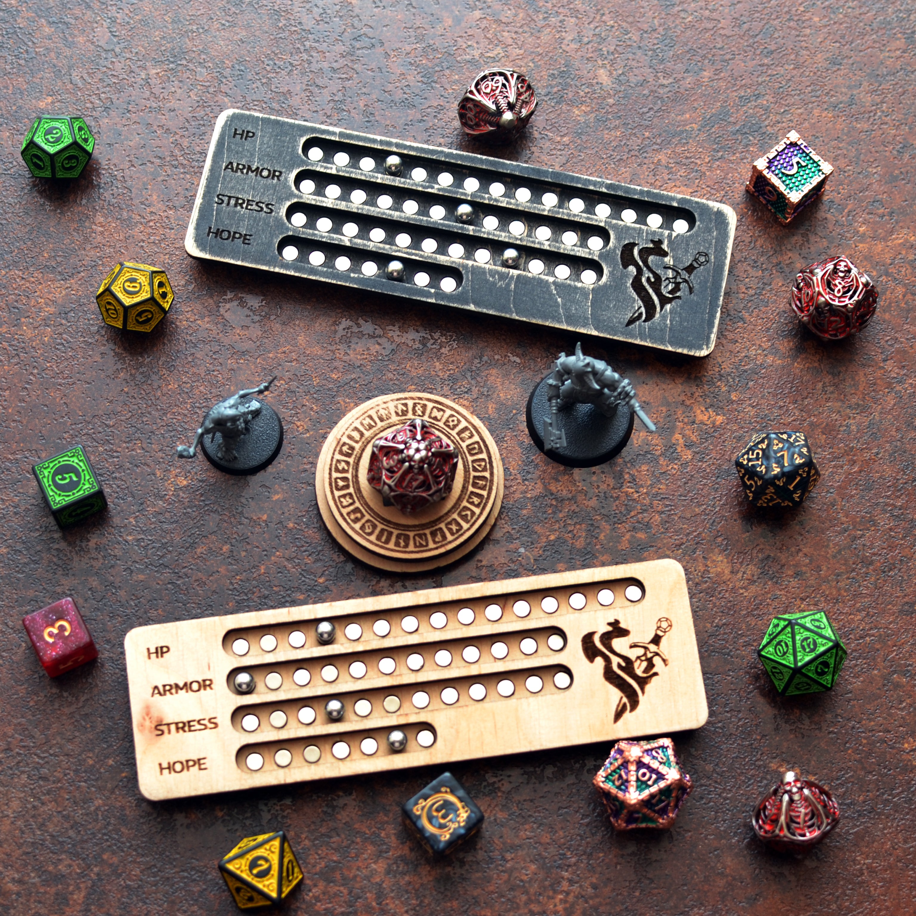 Daggerheart Magnetic Tracker 4 rows of (15,12,12,7) magnets