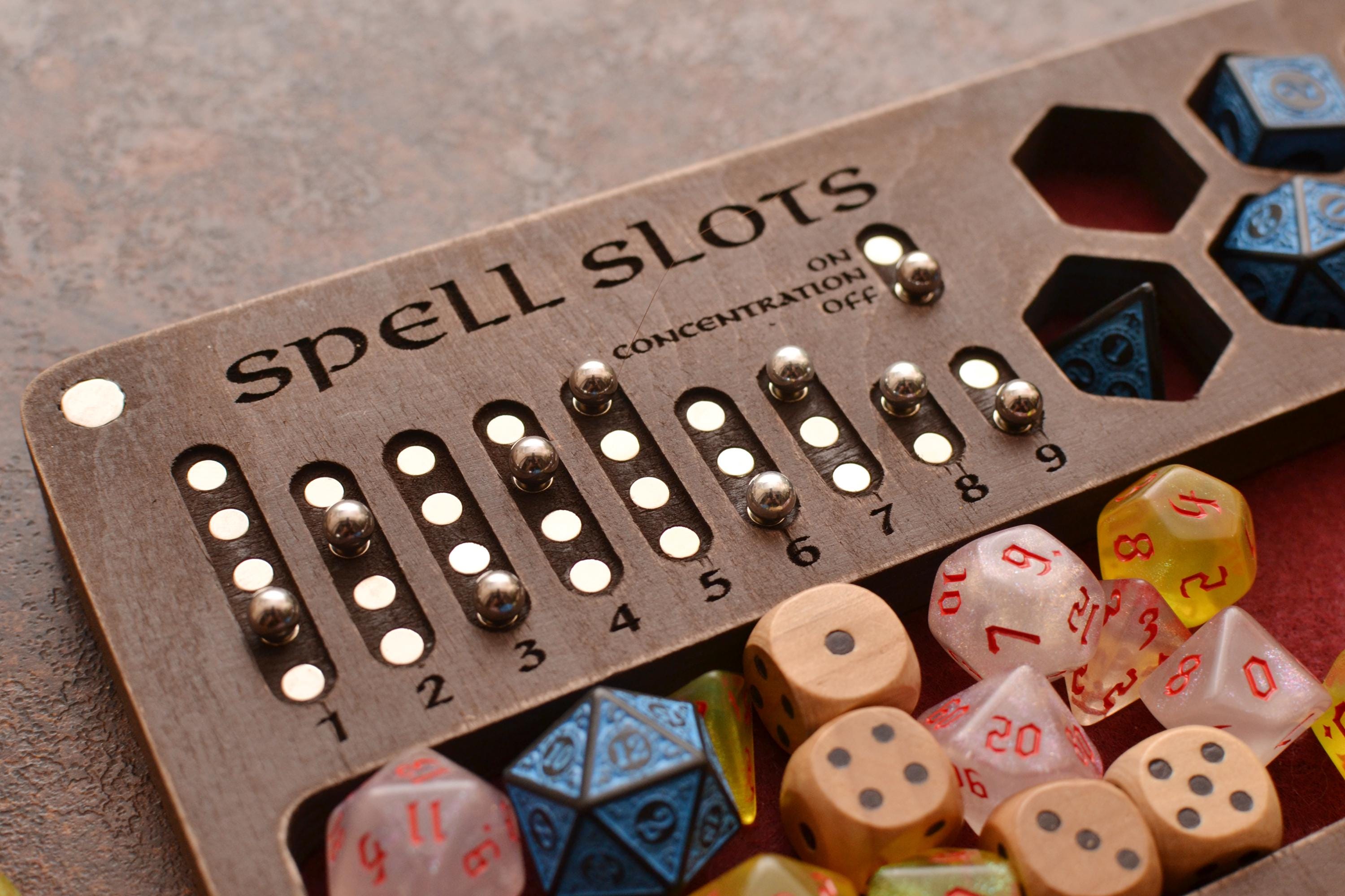 Dice tray. Personalized Box. Magnetic Spell Slot Tracker.