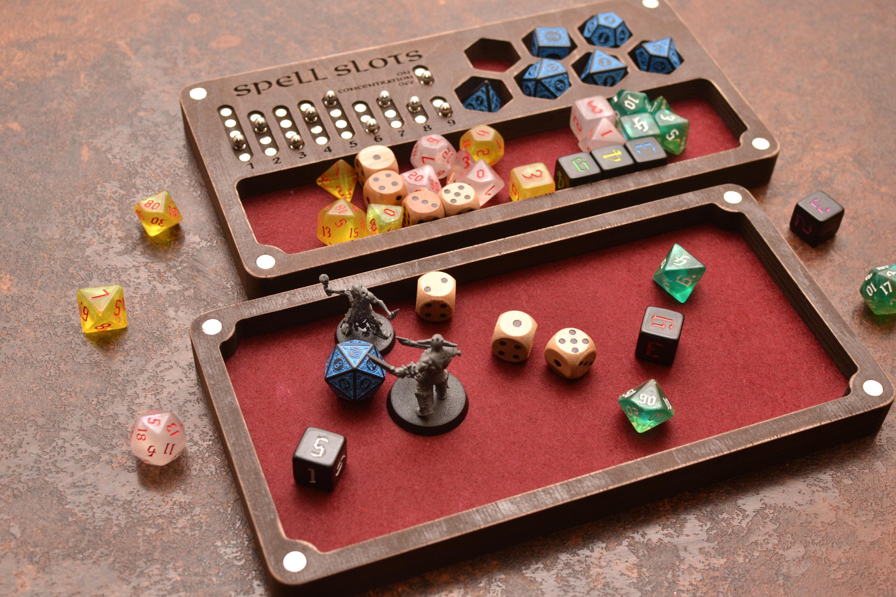 Dice tray. Personalized Box. Magnetic Spell Slot Tracker.