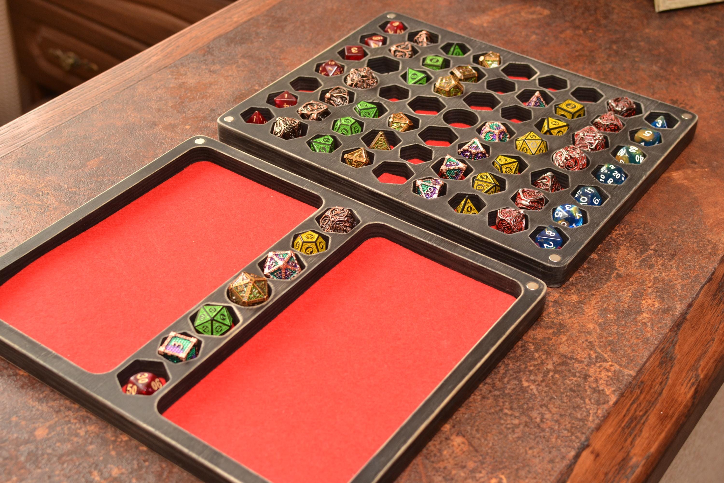 Dungeons and Dragons Dice Holder 9-10 Set - Custom Wood Dice Storage Box - Wyvern RPG Dice Vault