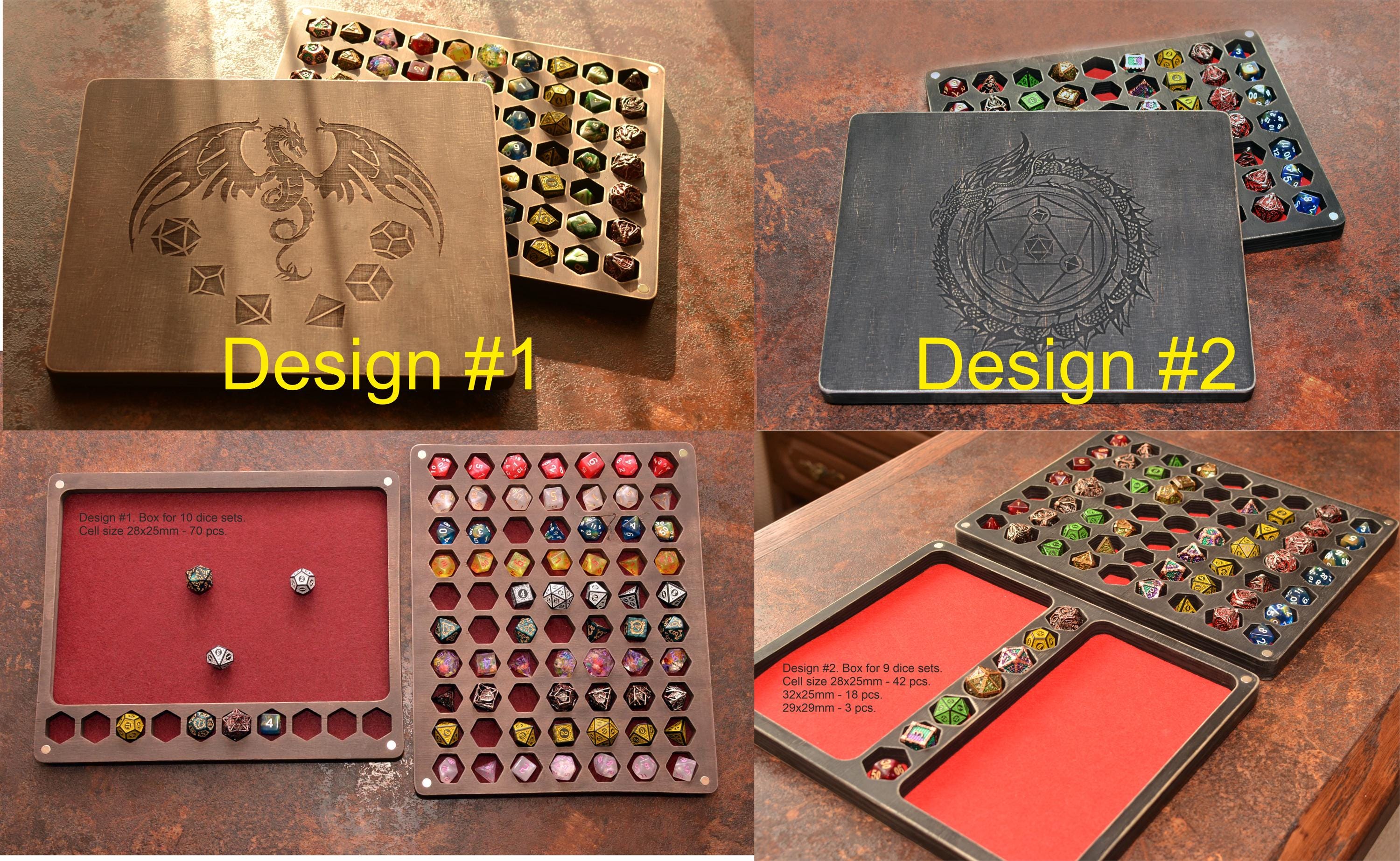 Dungeons and Dragons Dice Holder 9-10 Set - Custom Wood Dice Storage Box - Wyvern RPG Dice Vault