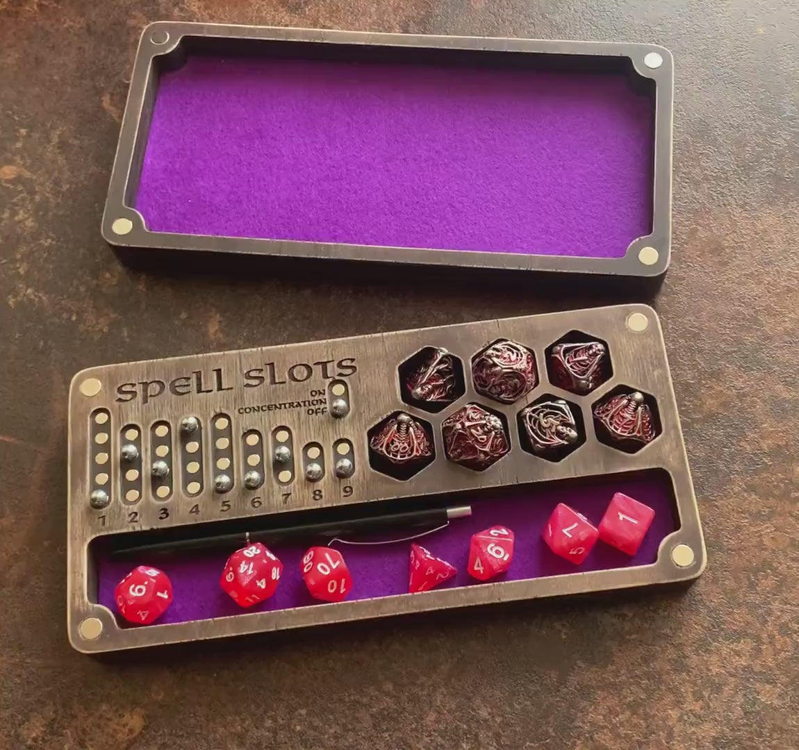 Dungeons and Dragons. Dice Box. Dice tray. Personalized Box. Magnetic Spell Slot Tracker.